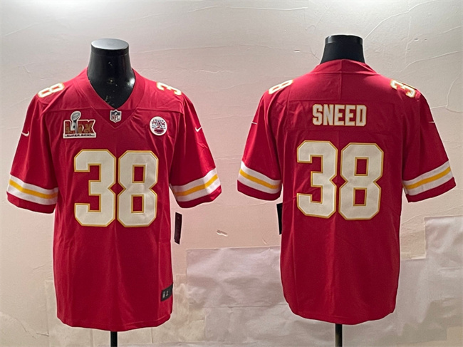 Men's Red Kansas City Chiefs #38 L'Jarius Sneed 2025 Super Bowl LIX Patch Vapor Untouchable Limited Stitched Football Jersey